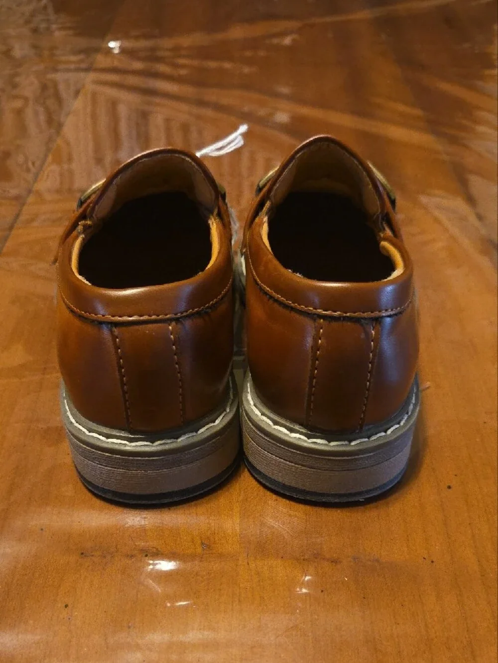 Boys Tan Dress Loafers with Decorative Buckle